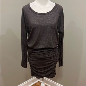 Athleta Ruched Tulip Dress Heather Brown Size XS Petite
